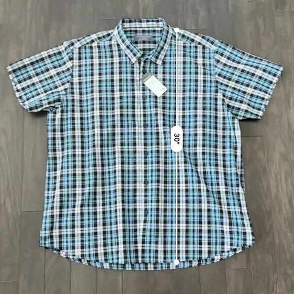 Primark Blue, White & Black Check XXL Men's Short-Sleeve Shirt - Picture 11 of 11
